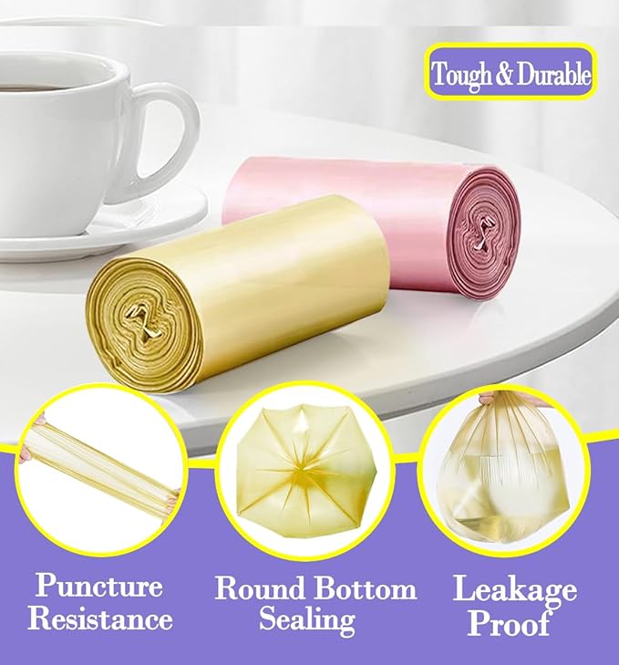 3 Gallon 180pcs Small Gold Trash Bags Plastic Strong Gold Garbage Bags