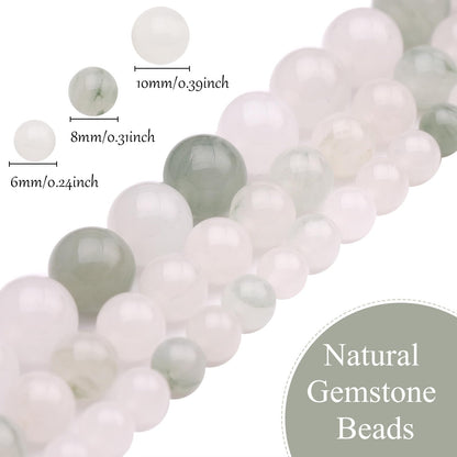 35pcs 10mm Natural Gemstone Beads for Jewelry Making Supplies,White Jade Healing Crystal Polished Round Loose Stone Beads for Bracelet Necklace 15 Inch
