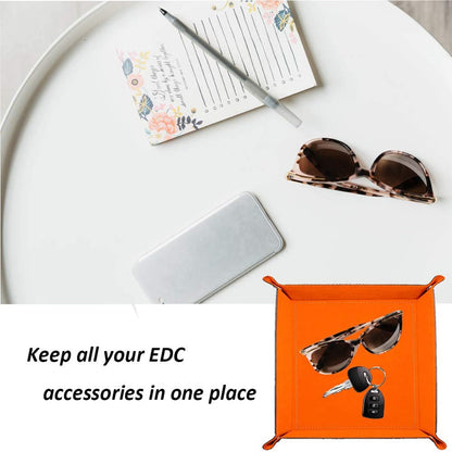 siduater Valet Tray Desktop Storage Organizer, Vegan Leather Catchall Bedside Vanity Tray Nightstand Caddy Holder for Remote Controller, Watch, Keys, Phone, Wallet, Sunglasses, Jewelry - Map