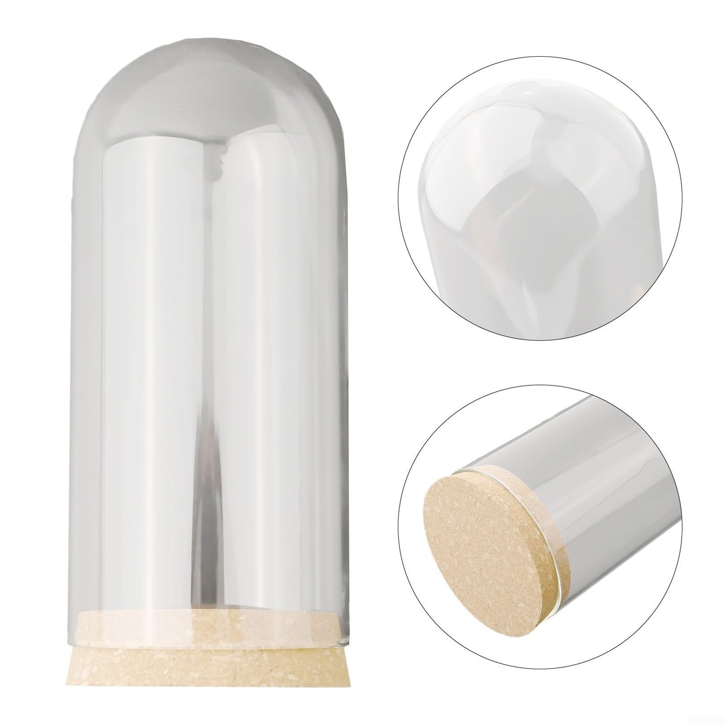 Glass Dome Cover With Wood Cork Base For Succulent Plant Flowers DIY Terrarium Vase Home Office Table Decors(8 * 18cm)