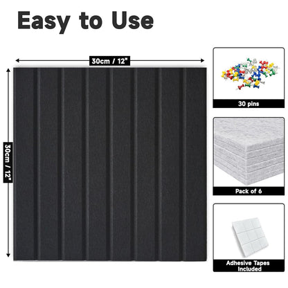 Yunihome Cork Board for Walls 36" x 24", 6 Pack Felt Bulletin Board Wall Tiles with 30 Push Pins for Home Kitchen School Office Wall DIY Decorative