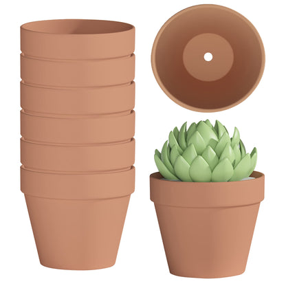 Fcacti 5.5 Inch Clay Pot for Plant with Drainage Hole - 8 Pack Large Terra Cotta Plant Pot, Clay Ceramic Pottery Planter Cactus Flower Pots Succulent Pot, Terracotta Pot for Indoor Outdoor Plant