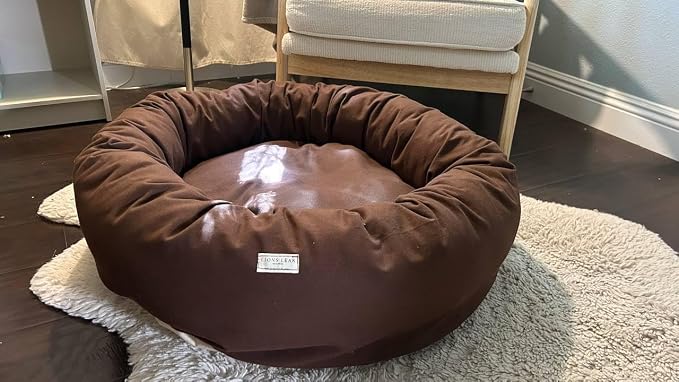 Organic Cotton Canvas Dog Bed: Removable Cover, Natural Fill - Made in USA (Dark Brown, Medium 28" x 8" inches)