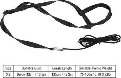 Parrot Harness Leash, Adjustable Buckle Elastic Rope Easy to Wear Convenient String for Cockatiel Lovebird Outdoor Playing Parties (XS)