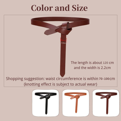 OZJABC Knot Belts For Women Soft Faux Leather Belt Fashion Tie Belts For Women Wrap Belt For Jeans Pants Dress (Brown)