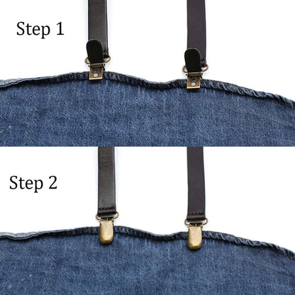 RC ROCKCOW Brown Leather Suspenders for Men Wedding Vintage Y Back Suspenders Tagger Snaps Wedding Party Best Groomsmen Gifts