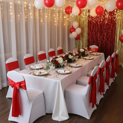 iEventStar Satin Chair Sashes Chair Bow Bows Tie Back for Wedding Banquet Party Decoration (10, Red)