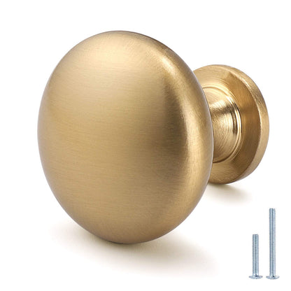 NIZADO Aged Brass Knobs 12 Pack, Solid Warm Gold Cabinet Knobs, Antique Brass Drawer Knobs, Champagne Bronze Kitchen Cabinet Hardware,Diameter 1-1/5"