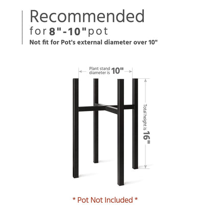 Mkono Plant Stand - EXCLUDING Plant Pot, Mid Century Modern Tall Metal Stand Indoor Flower Potted Holder, Display Rack, Fits Up to 10 Inch Planter, Black