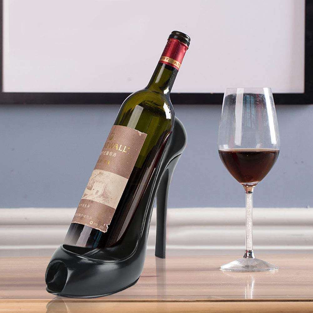 HAOHIZE High Heel Wine Holder, Black High Heel Shaped Wine Bottle Holder Shoe Shape Wine Rack Wine Bottle Holder Display Stand for Wedding Party Home Decor
