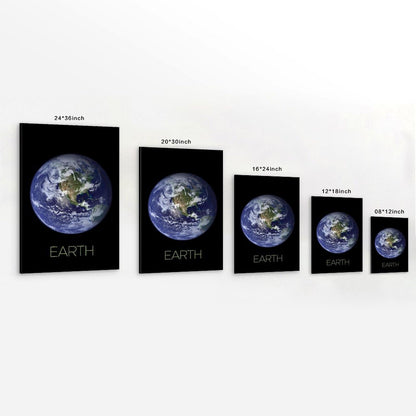 Solar System Canvas Wall Art - Earth Planet Space Poster for Kids Room Bedroom Classroom, STEM Educational Astronomy Decor, Science Gift for Boys Girls Teens, 12x18 Inch Framed
