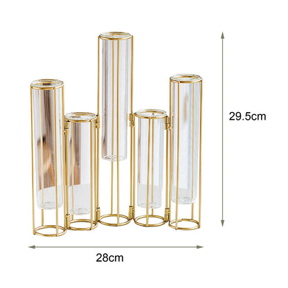 Bothyi Hinged Flower Vase, Test Tube Vase Set with Stand, Hinged Plant Vases Glass Vase, for Home Table Centerpiece