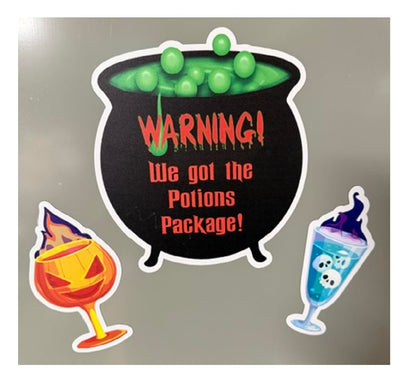 Witches Cauldron Halloween Drink Bundle Cruise Ship Door Decoration, Fun Party Decor - Decorative Magnetic Favors for Fridge, Locker, Whiteboard
