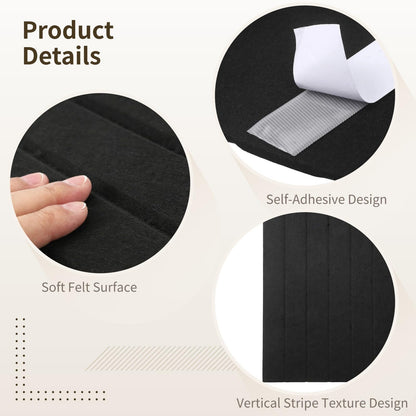 Arched Felt Bulletin Board - 47.2" x 31.5"x 0.31" Striped Cute Cork Boards with 30 Pushpins, Reusable Self-Adhesive Modular Panel for Office Home Decor & Photo Display (Black)