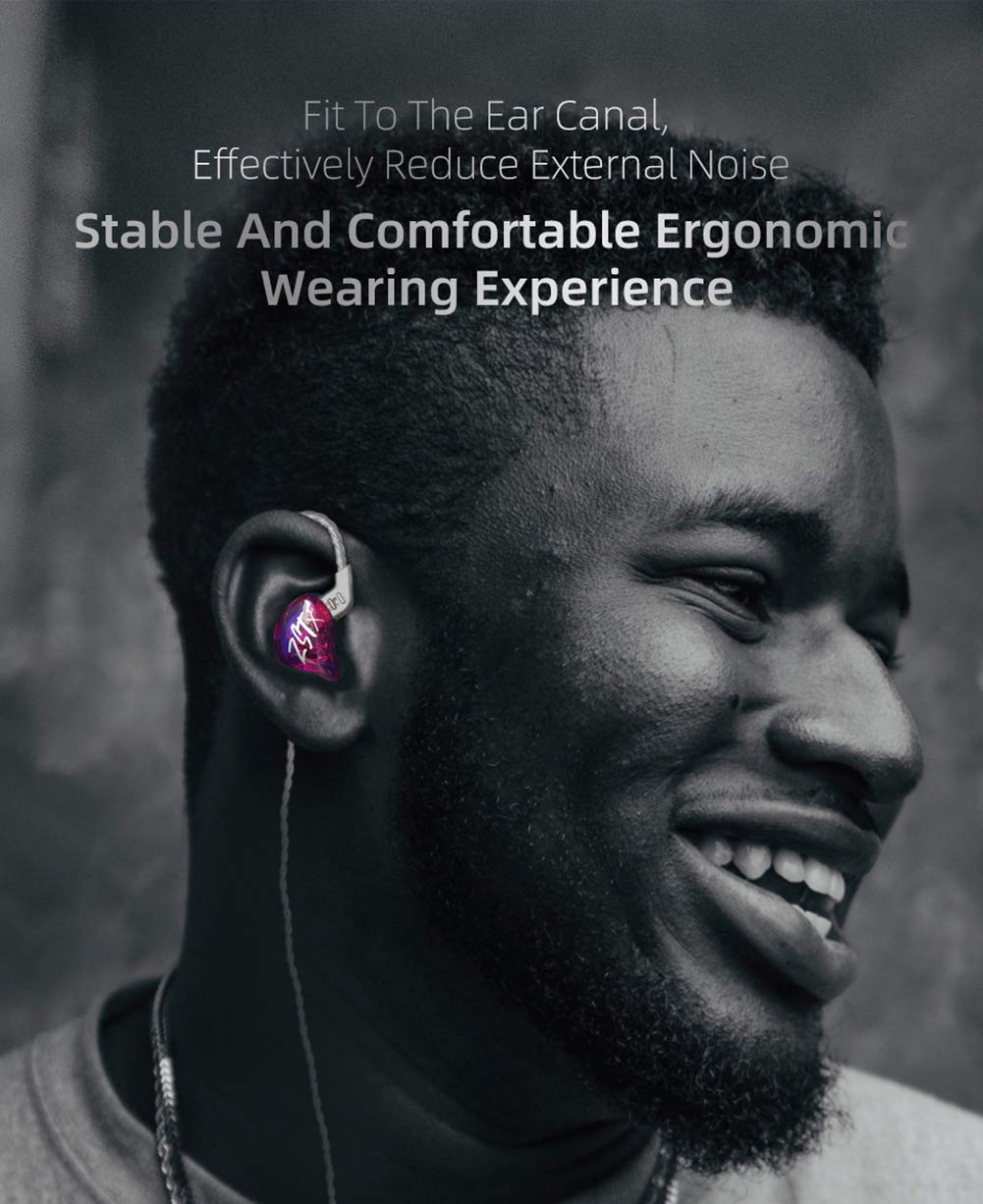 KZ ZST X in-Ear Monitors, Upgraded Dynamic Hybrid Dual Driver ZSTX Earphones, HiFi Stereo IEM Wired Earbuds/Headphones with Detachable Cable for Musician Audiophile (with Mic, Purple)