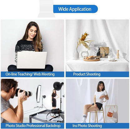 HEMMOTOP White Photography Backdrop, 10x8 ft White Photo Backdrops Background Curtain for Photoshoot, Video Recording, Photographic Studio, Picture, Party, Photos, Product (Backdrop only)