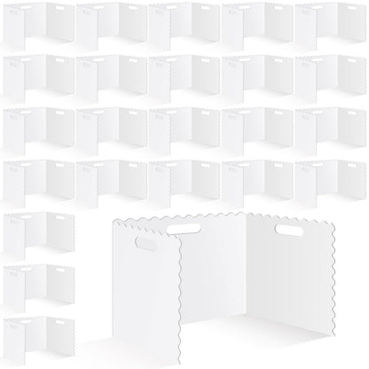Whaline 24 Pcs Student Desk Privacy Boards White Wavy Edges Classroom Desk Divider Shield Scalloped Edge Privacy Panel Folders Screen Partition for School Teacher Student Test Supplies
