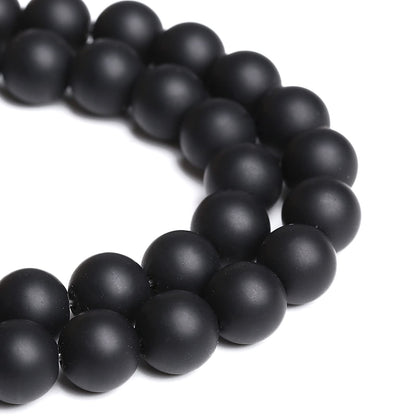 4MM 86PCS Natural Stone Matte Black Agate Loose Beads for Jewelry Making DIY Bracelet Necklace