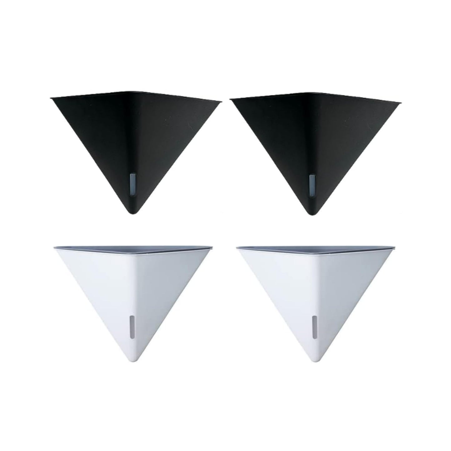 LaLaGreen Bundle - 12" x 2 Pack Black + 12" x 2 Pack White Large Self Watering Geometric Hanging Flower Vase Vessel with Metal Hanger, Modern Stylish Wall Mounted Succulent Pot Holder Decor