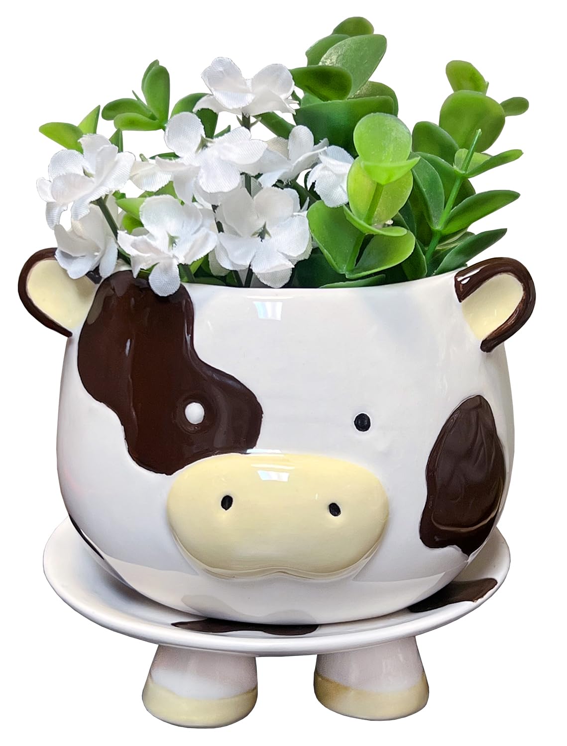 Streamline Imagined Footsie Planter - Brown Cow