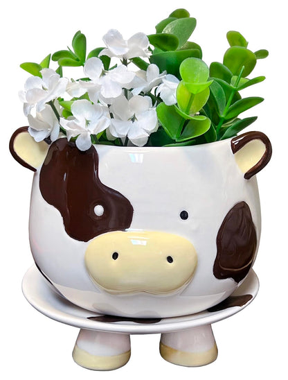 Streamline Imagined Footsie Planter - Brown Cow