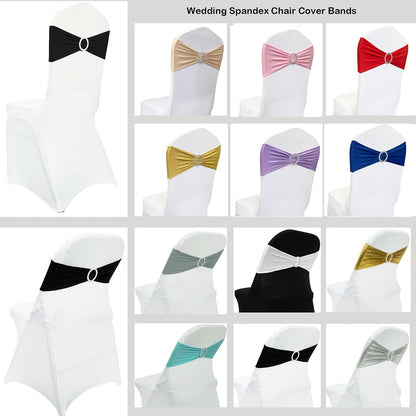 Maiangel Spandex Chair Sashes Bands, Burgundy, 50PCS
