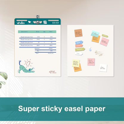 ViVin Super Sticky Easel Pad, 25 x 30 Inches Flip Chart Paper for Teachers, Large Self Stick Easel Paper, Teacher Anchor Chart, 30 Sheets/Pad, 6 Pads/Pack