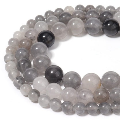 60pcs 6mm Natural Cloudy Quartz Crystal Gemstone Beads Energy Healing Crystal Round Loose Stone Beads for Jewelry Making, DIY Bracelets Necklaces