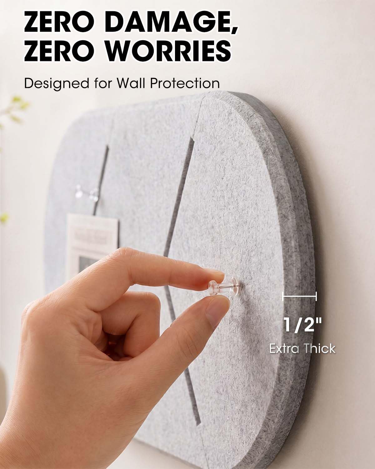 Cork Board Alternative, Felt Bulletin Board for Walls, 2-Pack 23.6"x11.8" Pin Board Wall Organizer with 35 Push Pins, Adhesive Install Wall Decor for Office, Classroom, Home, Desk Accessories
