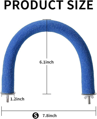 FrgKbTm U Shape Parrot Perch Stand Toy Bird Platform Sand Paw Grinding Clean Stick Exercise Conure Budgie Cockatiel Cage Accessories (Small-Blue)