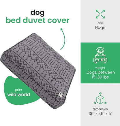 Molly Mutt Wild World Dog Bed Duvet Cover, 100% Cotton Canvas Cover for Dog, Puppy, or Cat Bed, Durable, Washable, and Free of Harmful Chemicals, Huge, 36"x45"x5"