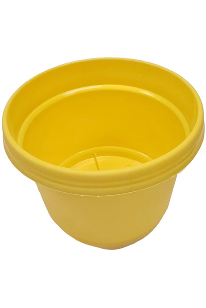 Austin Planter Single Pot with Saucer, 9 inch Yellow, Plastic Flower Pot with Saucer, Seedlings Planter, Nursery Planter, Colorful Flower Planter, Seed Starting Pot