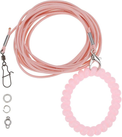 Bird Harness Flying Training Rope 3M for Parrots Pigeons and Budgerigars with 4# Ring (Pink)