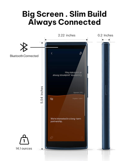 iFLYTEK AI Language Translator Device — 2-Year Free Global Data & Real-Time Voice Translation Device, HIPAA-Compliant, 60 Languages & 18 Offline Packs for Business and Travel, Blue