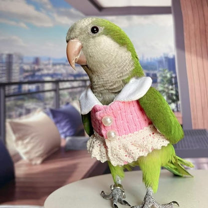 Bird Diaper Flight Suit - Pink Top Bird Clothes Cosplay Photo Prop for Parrots, Lovebirds, Parakeets, Cockatiels & Small Animals (Senegal)