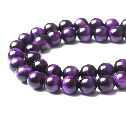 32PCS 12MM AAA Purple Tiger Eye Stone Beads Natural Gemstone Bead Crystal Healing Energy Jewelry Making DIY 15 inches