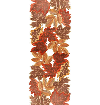 Fall Table Runner Embroidered Leaves Fall Table Cover Autumn Harvest Table Runner for Home Decorations Dining Table Decoration Halloween Thanksgiving Christmas 13”W x 70” L