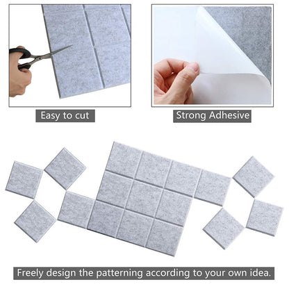 36" x 24" Large Black Cork Board Alternative - 6 Pack Felt Bulletin Board with 30 Push Pins, Felt Wall Tiles Pin Board for Walls Office Home School Decor, Aesthetic Cork Squares, Light Gray