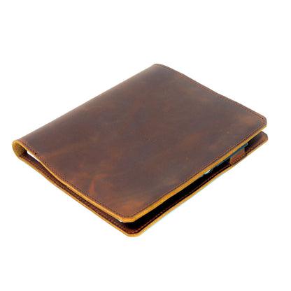 JJNUSA Leather Cover Compatible With Tops The Legal Pad Writing Pads 5" x 8", Legal Rule, Notebooks Distressed Genuine A5 Leather Cover 5" x 8", Brown