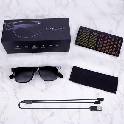 Smart Sunglasses Glasses for Men Women with AAC Speaker Open Ear Music Touch Buttons Remote Photo Voice Assistant Hand-free Calling, Unisex Audio Intelligent Bluetooth 5.0, Great Gift for Friends