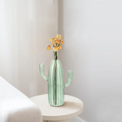 Totority Cactus Shaped Glass Hydroponic Vase Green Desktop Plant Terrarium Succulent Planter Home Table Centerpiece Decor