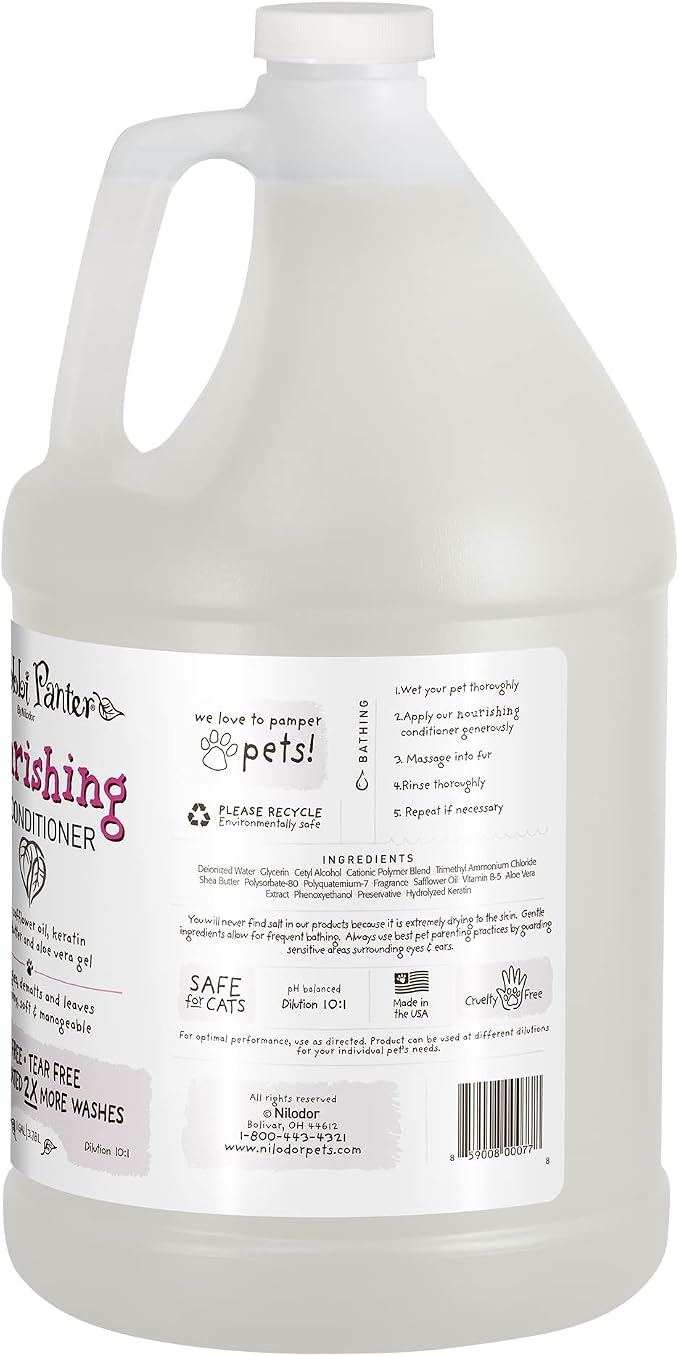 Bobbi Panter Nourishing Dog Conditioner Safflower Oil, Keratin, Shea Butter & Aloe Vera – Detangling Natural Formula for Soft, Smooth & Manageable Coat, 10:1 Concentrate, Made in USA, 1 Gallon