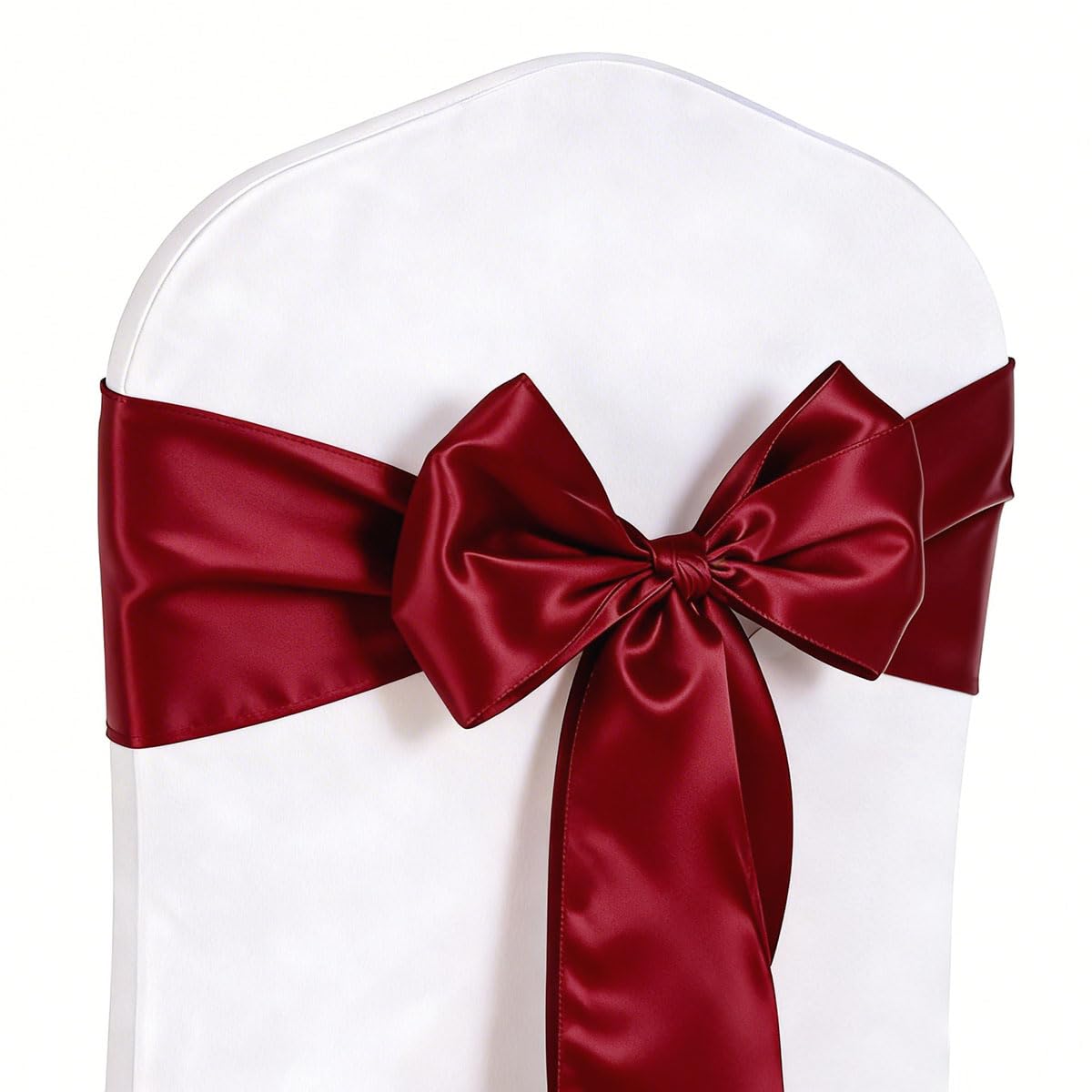 JFDYDM 50 Pack Satin Burgundy Chair Sashes Bows for Wedding Party Thanksgiving Halloween Hotel Reception Restaurant Decorations, Event Decorations