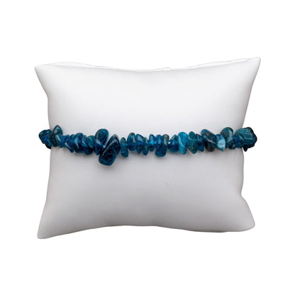 Blue Apatite Natural Gemstone Bracelets, Chakra Crystal Healing Chip Stretch Bracelets, Gemstone Polished Irregular Crystals, Crystal Irregular Chips Beads Stretch Bracelets (Blue Apatite)