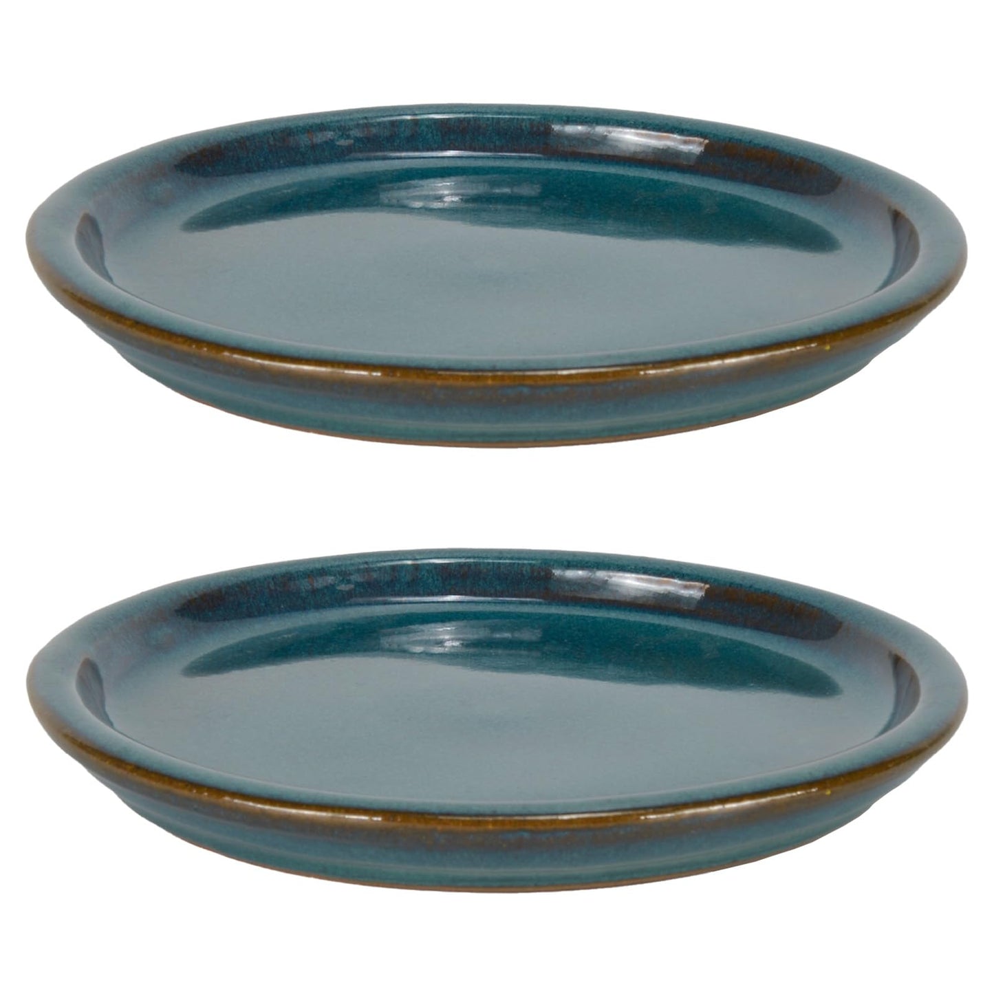 W&W Ceramic Plant Saucer - Plant Trays for Indoor Pots (Teal, 13 inches, 2 Packs)