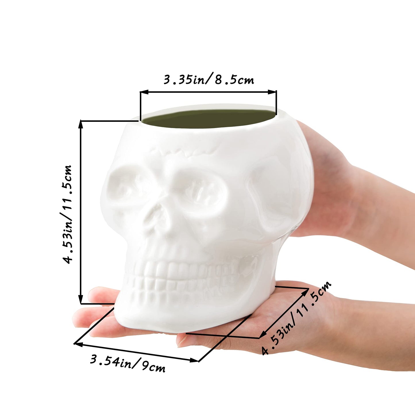 Tanvecle Skull Planter Pots, Skeleton Vase for Succulent, Flowers, Gothic Centerpiece for Table, Punk Home Decor and Accessories, Halloween and Day of The Dead Decorations - White