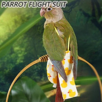 4pcs Bird Diaper Cute Printed Parrots Flight Suit with Bowknot Parrot Nappy Reusable Pigeon Pants Cockatiel Clothes for Parakeet Mini Macaw Budgie Canary - S