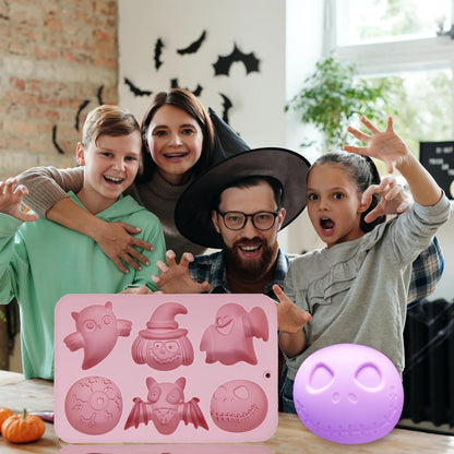 Cartoon Spooky Silicone Molds, 2 Pack Halloween Themed Elf Molds for Aromatherapy Candles Chocolate Pudding Dessert Jelly Handmade Soap Cupcake Topper for Halloween Party Props