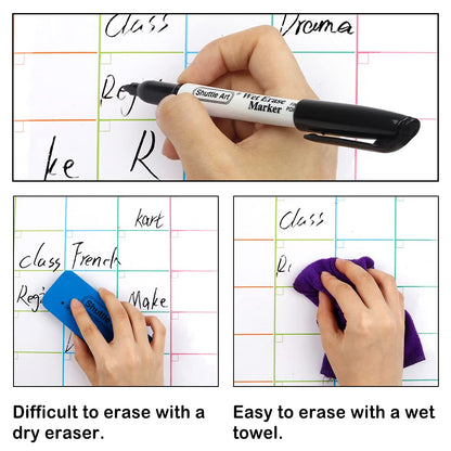 Shuttle Art Wet Erase Markers, 15 Pack Black 1mm Fine Tip Smudge-Free Markers, Use on Laminated Calendars,Overhead Projectors,Schedules,Whiteboards,Transparencies,Glass,Wipe with Water