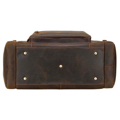 Polare 26" Full Grain Cowhide Leather Gym Duffle Weekender Overnight Travel Duffel Bag For Men 62L